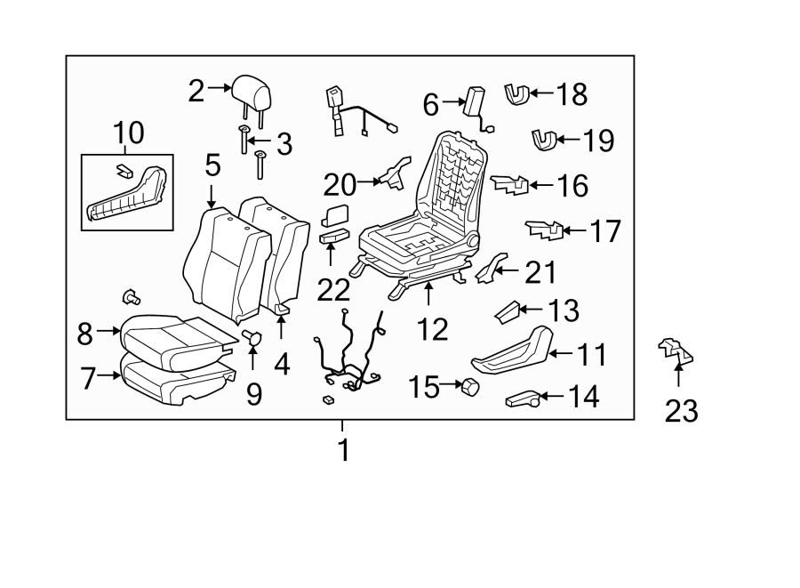 2000 Toyota Obs. Seat assembly. Seat frame. A factory installed seat