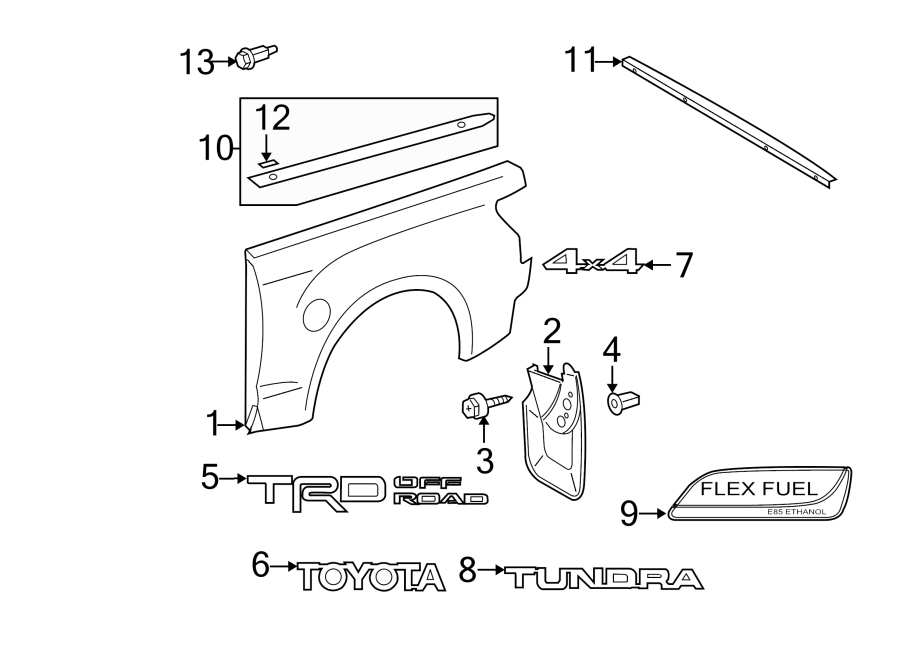 Toyota Tundra Truck Bed Molding (Rear, Lower). 5.5 FOOT BED, side panel