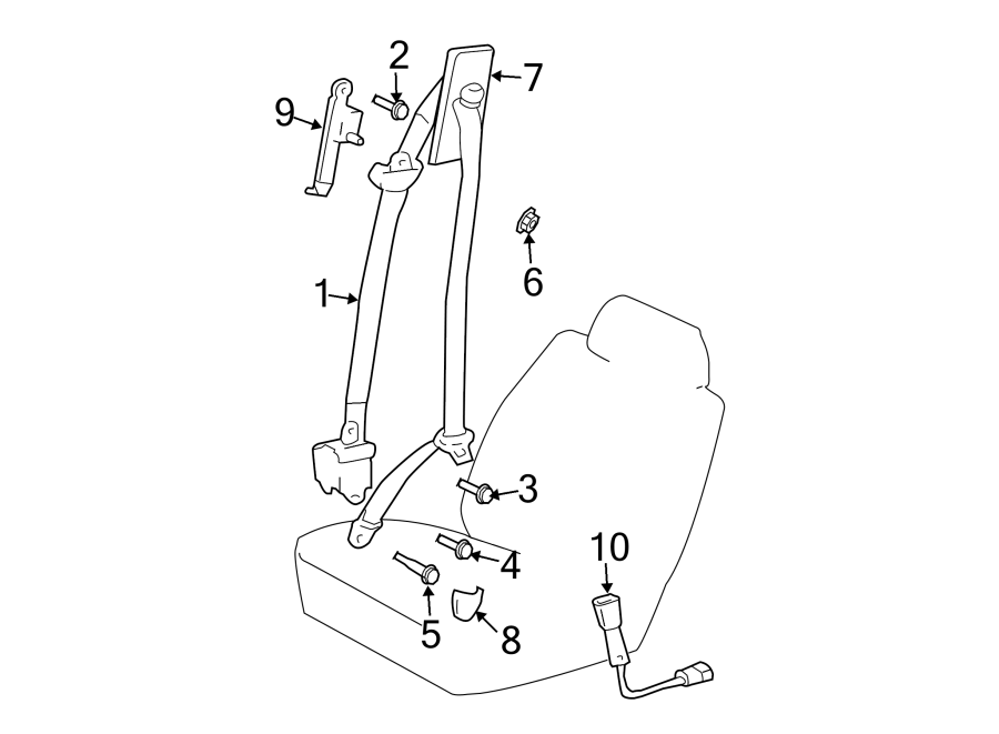 Toyota 4Runner Bolt. Belt. Retractor. Amplifier. (Lower). #3