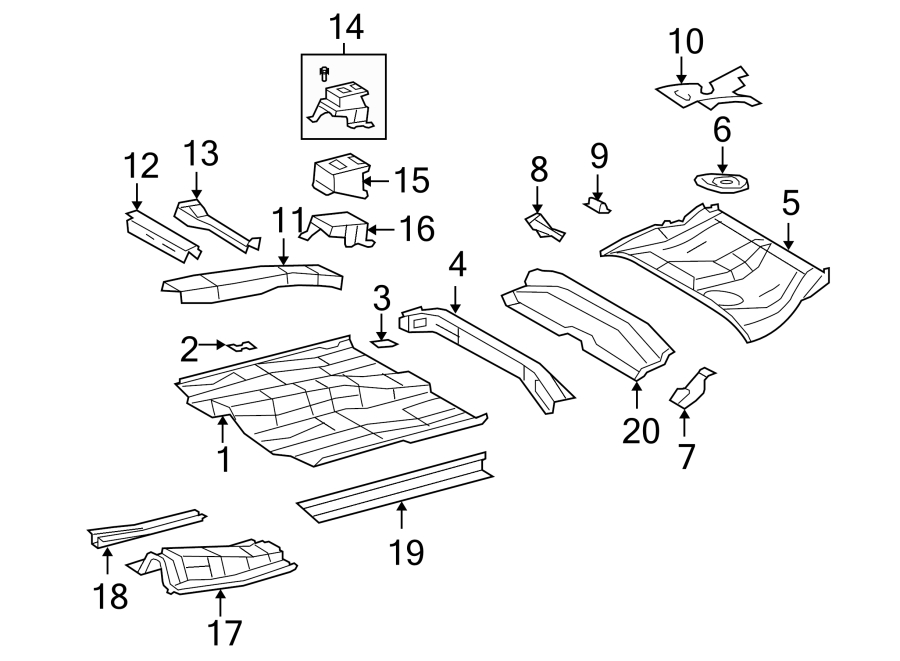 2014 Toyota Corolla Floor Side Rail (Rear, Lower). 2WD. 4WD. US built ...