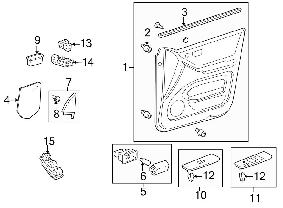 toyota Highlander Door Interior Trim Panel (Front). Cloth, w/o JBL ...