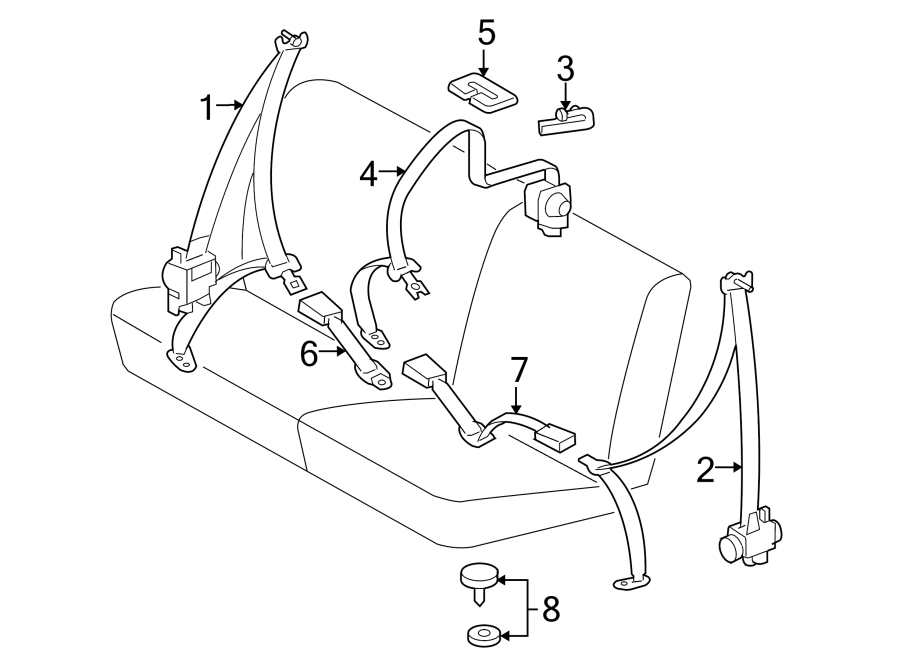 Toyota Seat Belt Lap and Shoulder Belt. DOUBLE CAB, gray