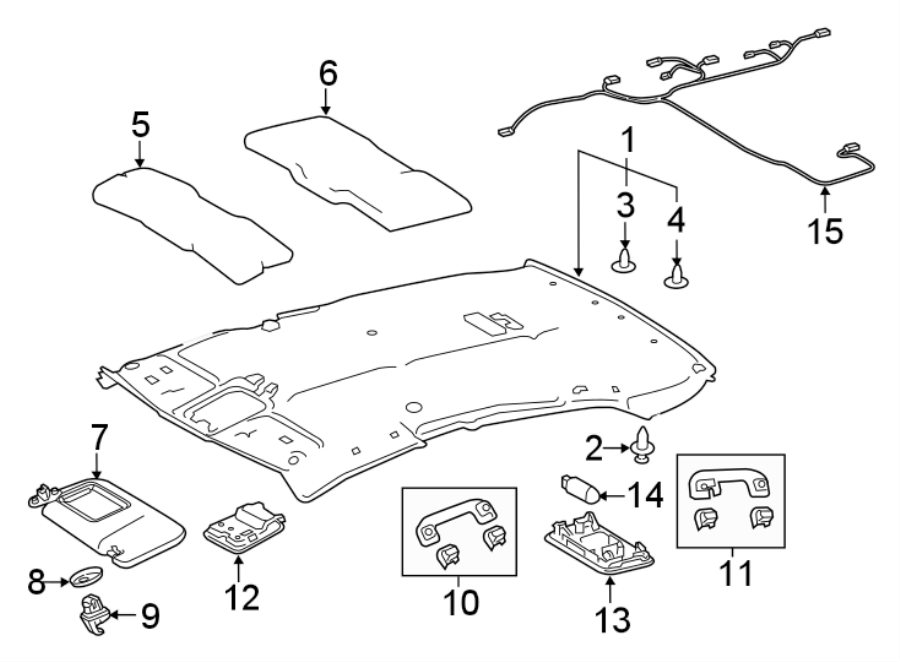 Toyota Camry Headliner Wiring Harness. W/O SUNROOF, XLE. TRIM, INTERIOR ...